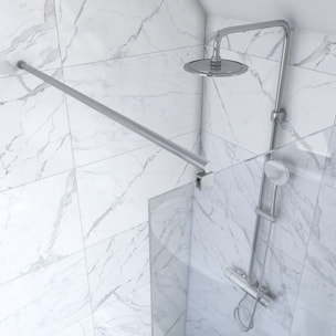 Paroi de douche a l'italienne - 90x200cm VERRE TRANSPARENT 6mm + Barre de fixation recoupable