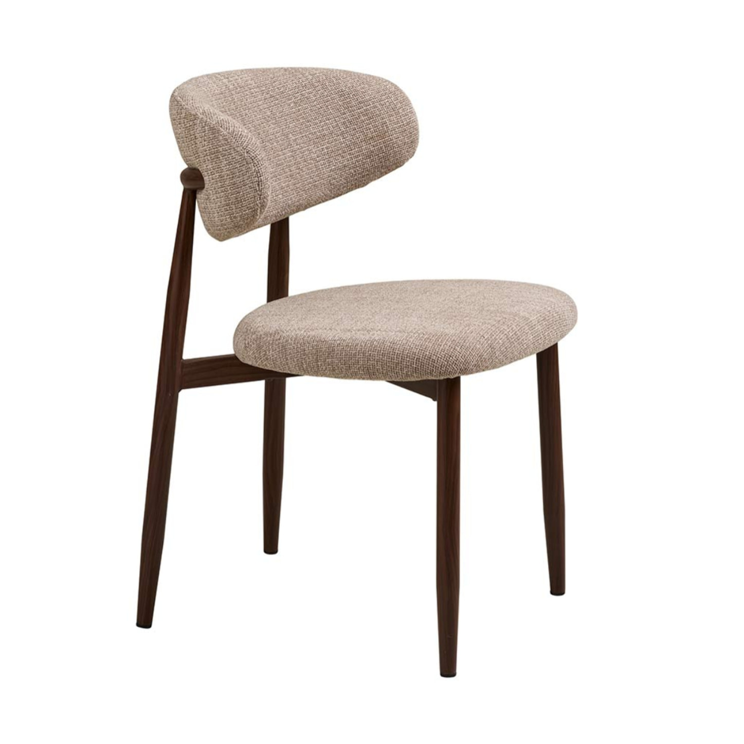 Eddie - lot de 2 chaises en tissu texturé - pieds en acier effet bois - Marron / Beige