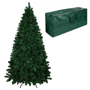 Albero Di Natale 150 Cm Con Sacca Effetto Reale 438 Rami Foltissimo Molto Folto Rami A Gancio Base A Croce Sicura In Metallo Doppia Foglia In PVC