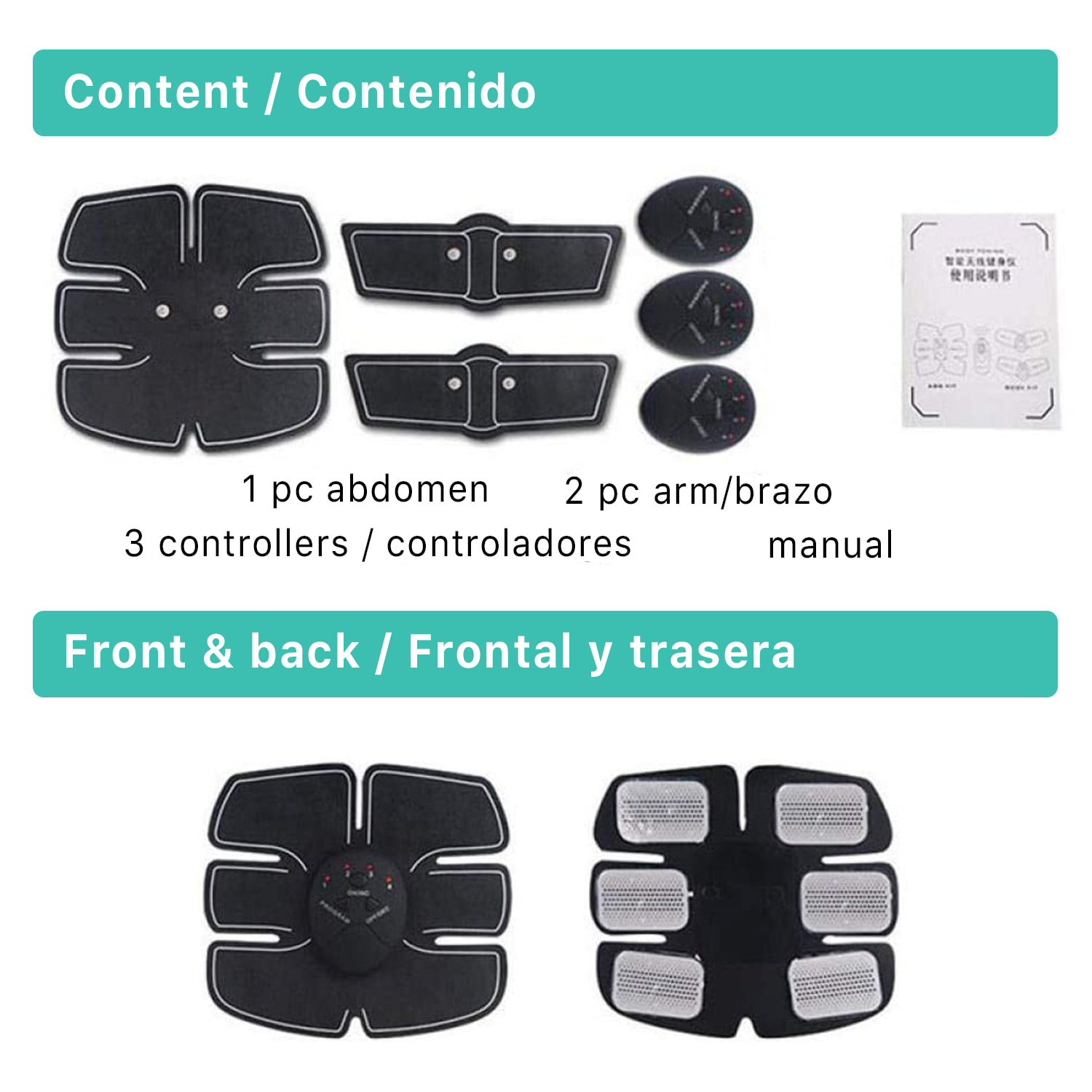 Electroestimulador muscular para abdominales, pierna, brazo. Masajeador eléctrico cinturón estimulador tonificador.