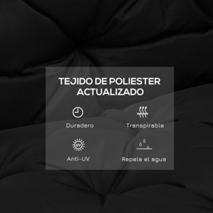 Cojín para Banco con Respaldo Cojín de Palet de 2 Plazas Cojín de Columpio Cojín de Jardín con 6 Cordones de Fijación 100x98x8 cm Negro