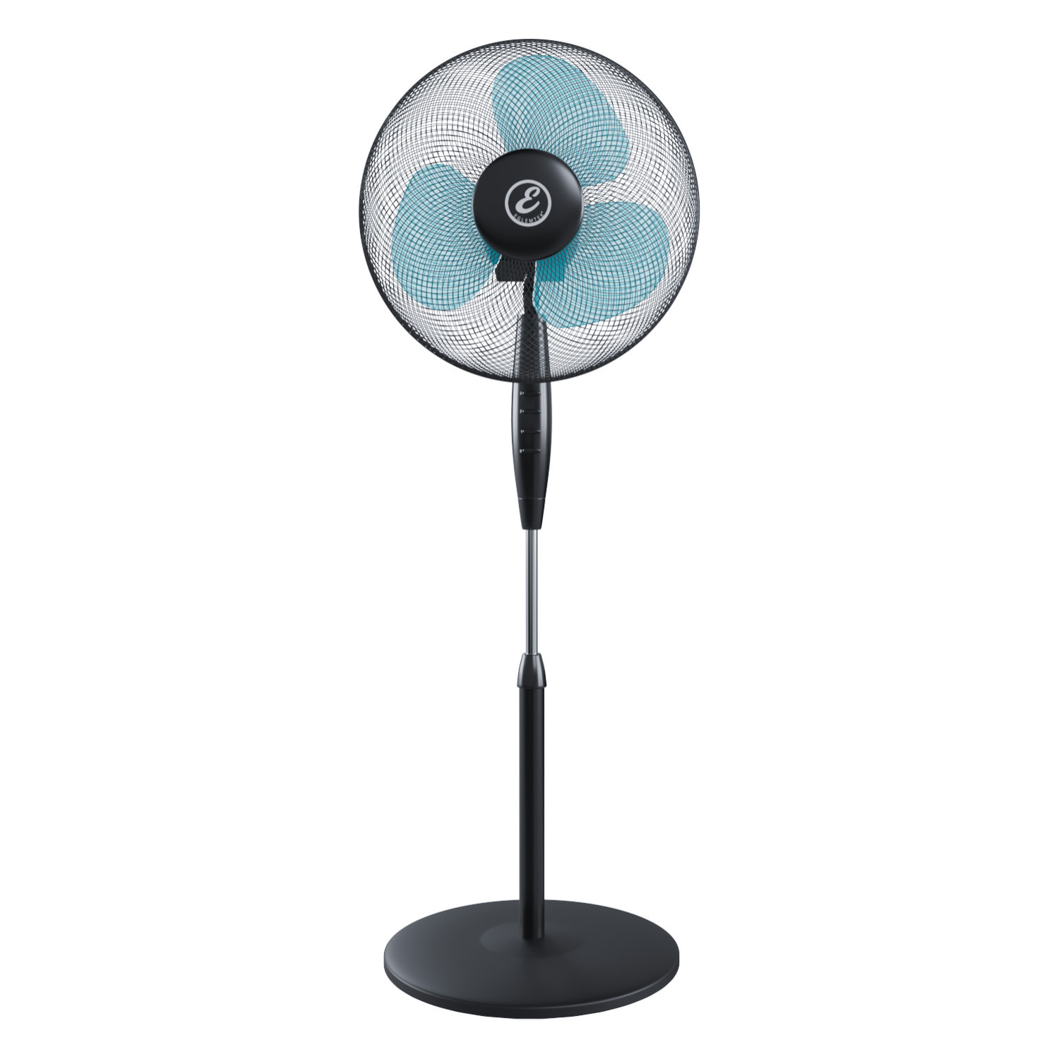 Ventilatore A Piantana Potente Da 50W Per Pavimento Pale Da 40 Cm Silenzioso 3 Velocità Oscillante Altezza e Inclinazione Regolabili Nero E Azzurro