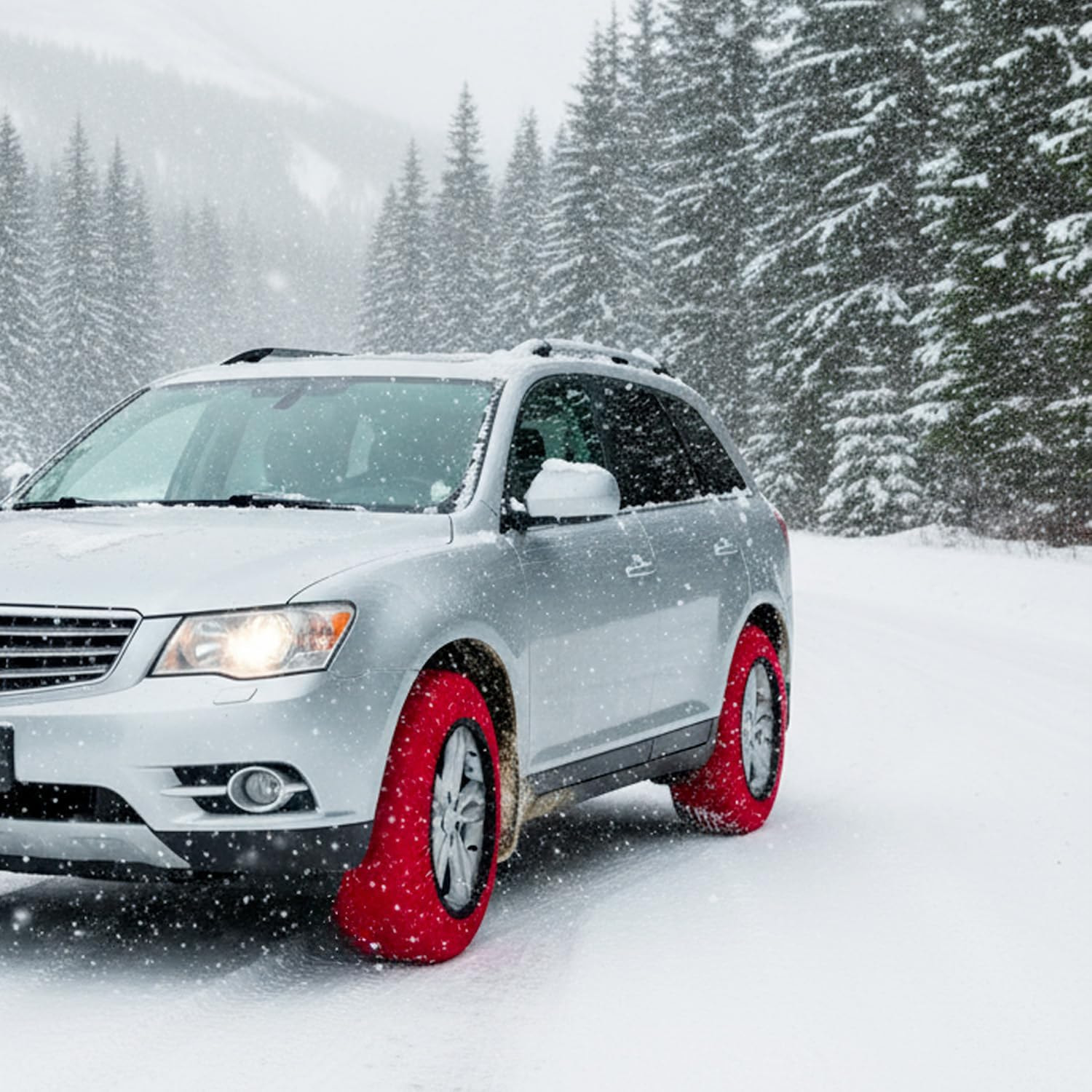 Calze da Neve Omologate EN 16662-1 Per Auto SUV Furgoni Coppia di Catene Tessili Antisdrucciolo per Pneumatici R13-R16 Facili da Montare Con Guanti e Borsa (Xs)