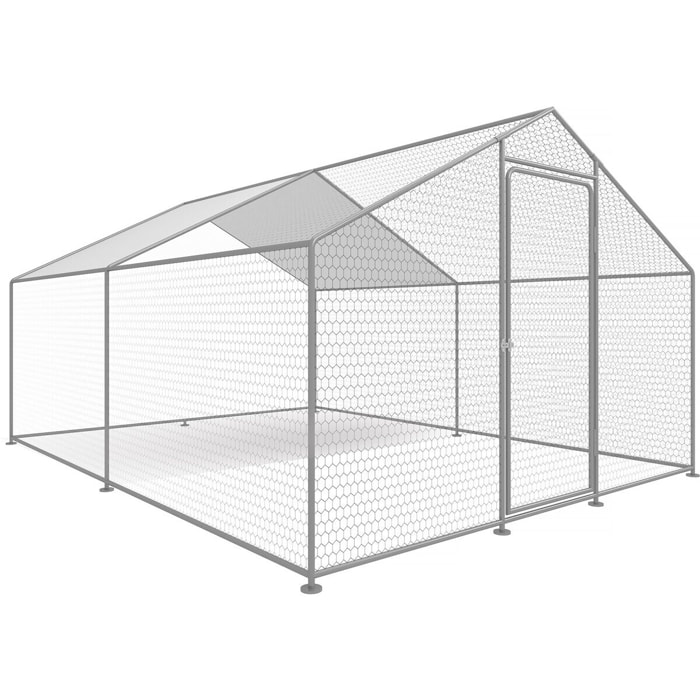 Enclos à poules 9 m² parc grillagé 3 x 3 x 2 M acier galvanisé