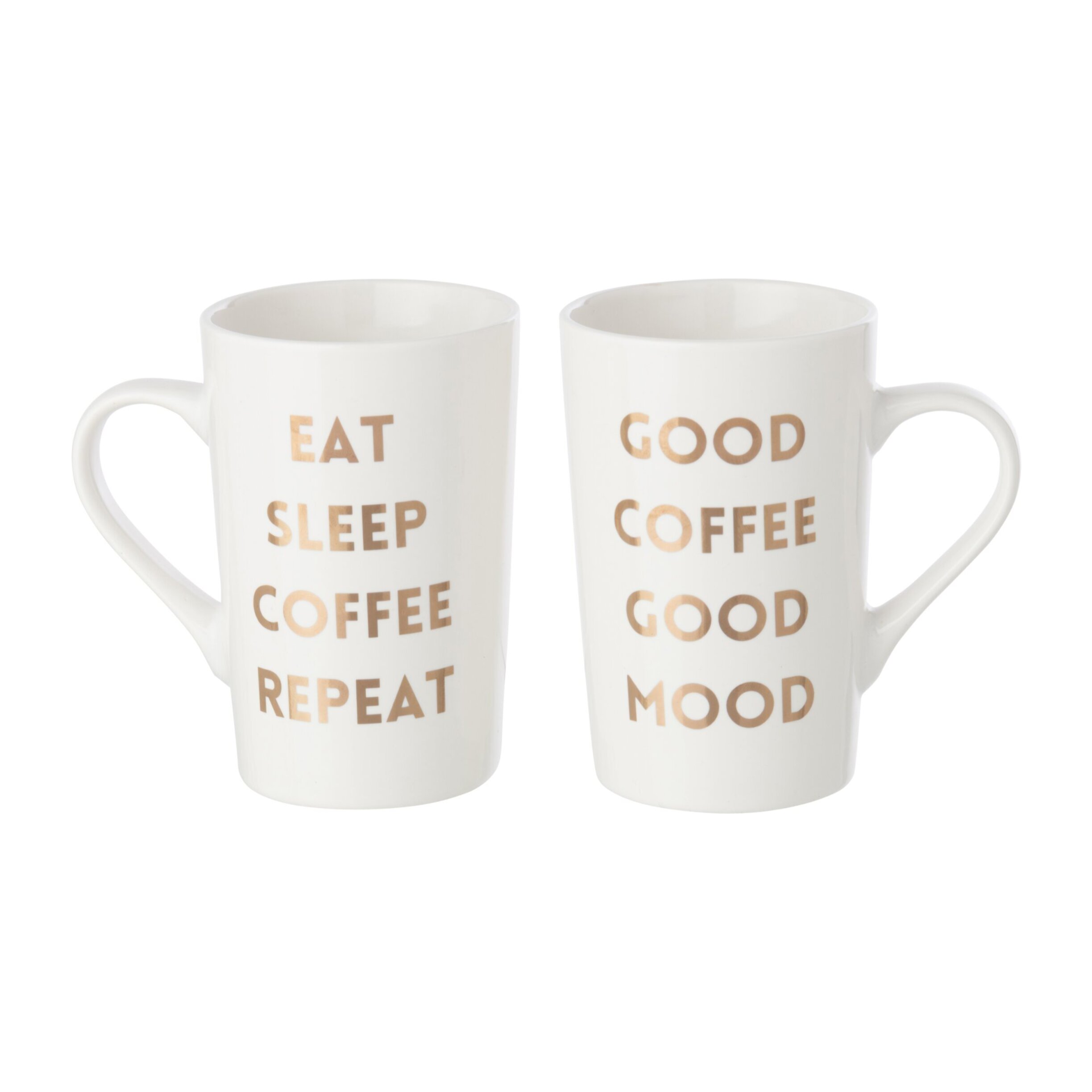 J-Line mug Citations du matin - porcelaine - blanc/doré - assortiment de 2