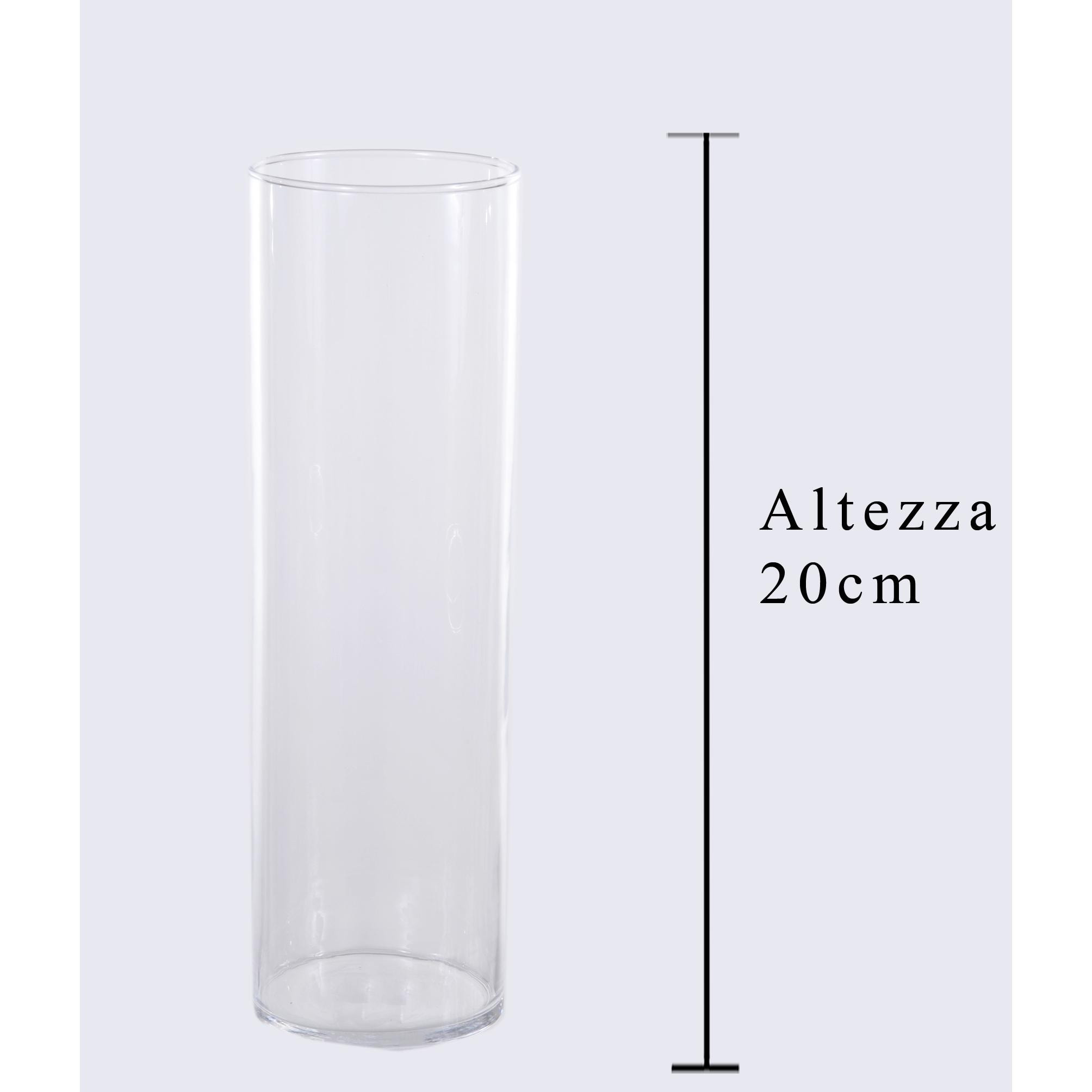 Vaso A Forma Di Cilindro In Vetro - Pezzi 6 - 10X20X10cm - Colore Incolore - Bianchi Dino -