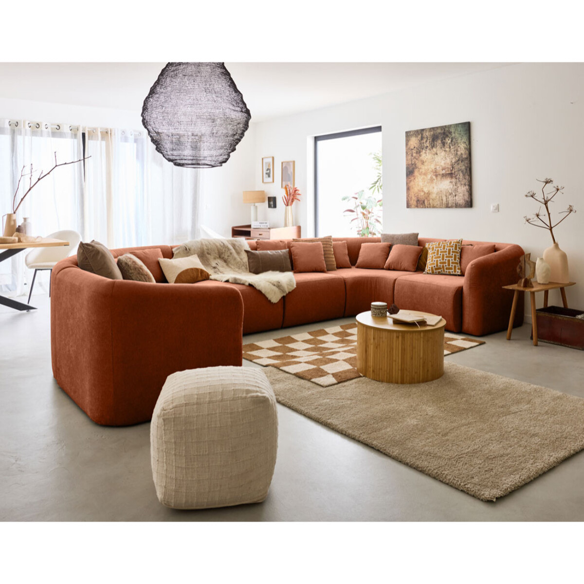 Ikare - module d'assise d'angle réversible - en tissu - Terracotta