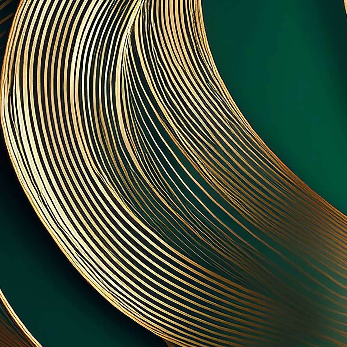 Tableau lignes dorées émeraude Toile imprimée