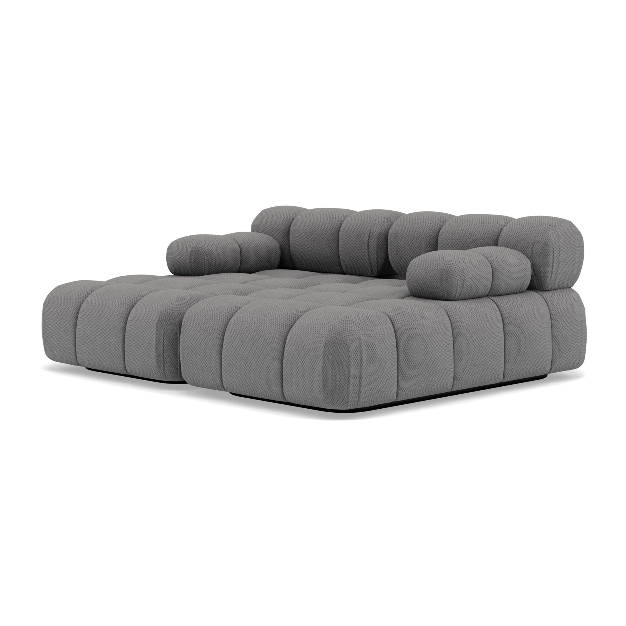 Ruby - canapé droit 4 places avec double méridienne - assise profonde - en velours texturé - Gris