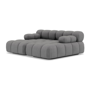 Ruby - canapé droit 4 places avec double méridienne - assise profonde - en velours texturé - Gris