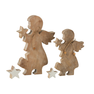 J-Line figurine Ange Etoile - bois de  Manguier - blanc - large