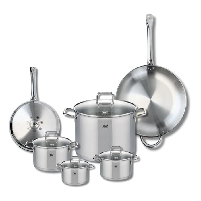Ensemble de 2 Poêles de cuisson 24 et 32 cm et 4 faitouts 12, 14, 16 et 26 cm Elo Profi Citrin