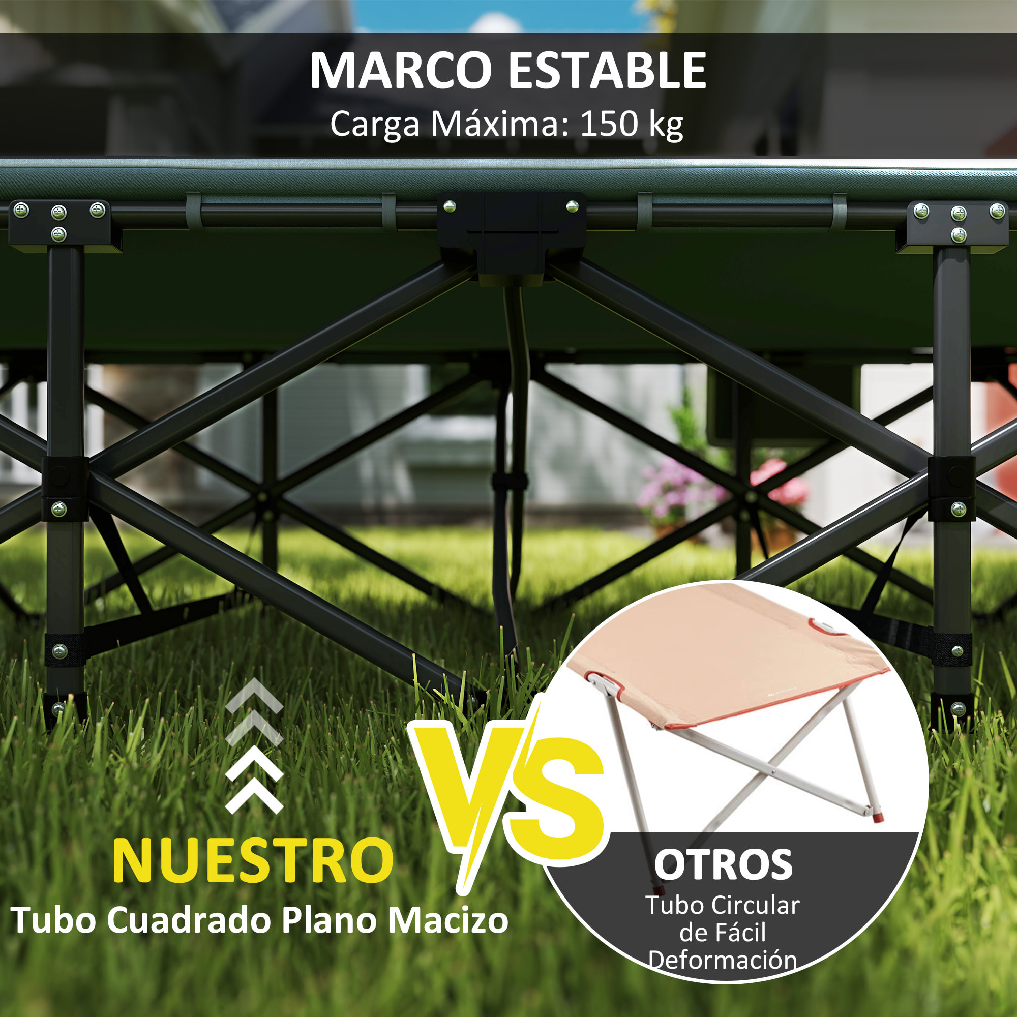 Cama Plegable Camping Cama de Acampada Portátil Tumbona de Camping con Reposacabezas y Bolsillo Lateral Carga 150 kg para Playa Senderismo 187x67x37 cm Gris