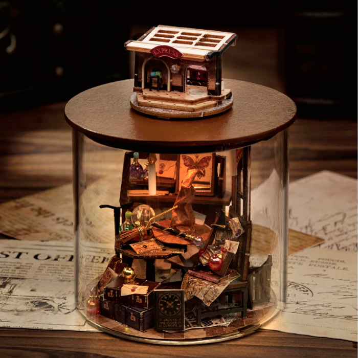 Colección Botellas de Ensueño, Tiempo Mágico. Maqueta 3D realista con gran detalle y luces led.