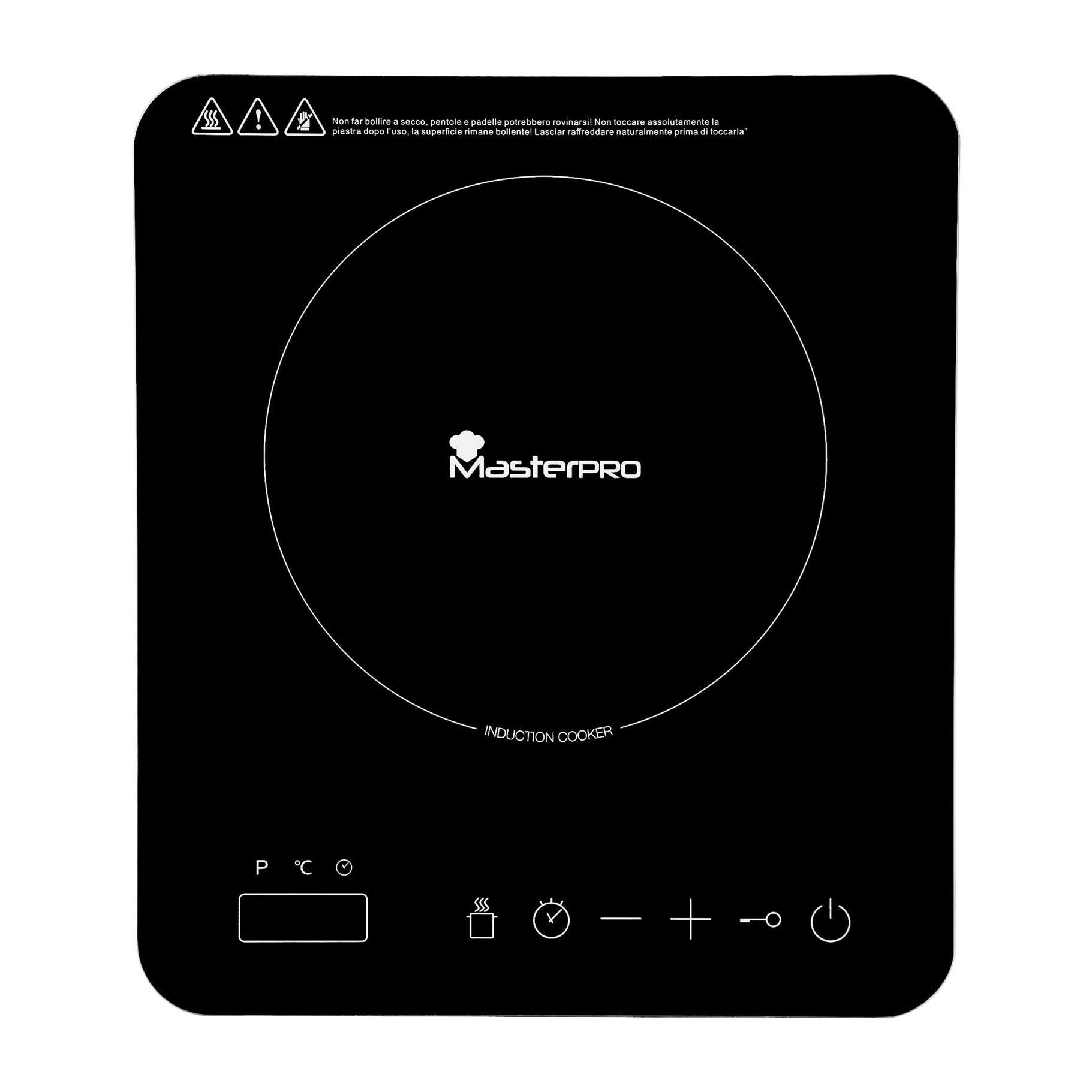 Placa de inducción foodies 27x31x6,5cm con 10 velocidades de 2000w masterpro