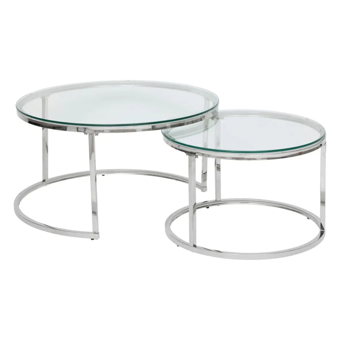 2 tables gigognes "Kneo" argent 80x80x43,2cm