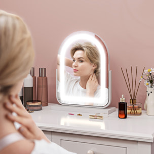 Espejo Maquillaje con Luz LED Espejo Tocador Giratorio con 3 Modos de Iluminación Ajustables Interruptor Táctil Rotación Regulable de 360° y Función de Memoria Blanco