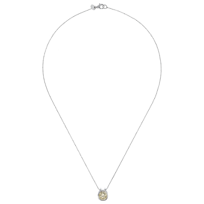 Collana Maglia a Palline in Argento 925 con Punto Luce in Cubic Zirconia Gialla