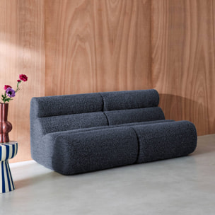 Lot de 2 chauffeuses tissu effet alpaca bleu foncé 1 place - L 81 x P 99 x H 75cm - Nova