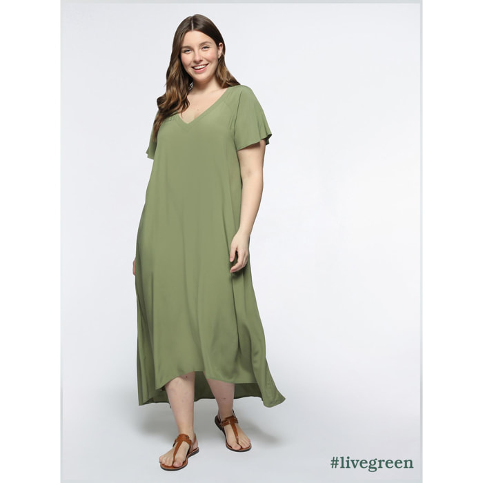 Fiorella Rubino - Vestido largo de viscosa ECOVERO™ - Verde claro