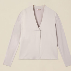 Oltre - Camiseta bimatérica de manga larga - Beige