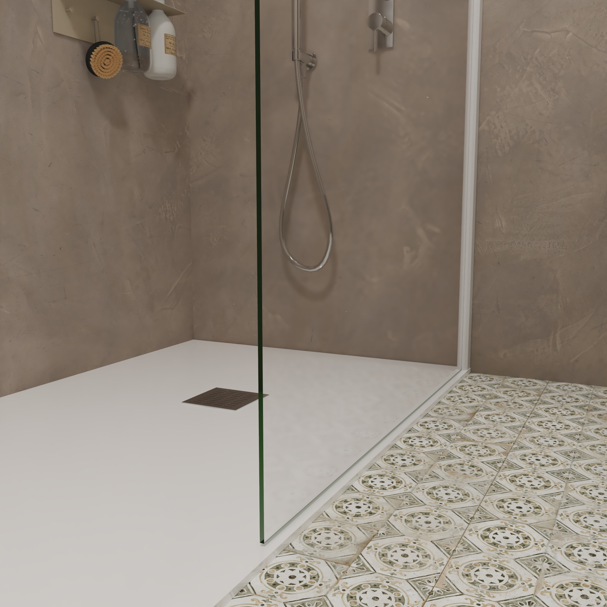 Mampara de Ducha | Panel Fijo | 100 X 195 cm | Perfil Blanco | Cristal Templado con Espesor de 8mm| Tratamiento Antical | Alday