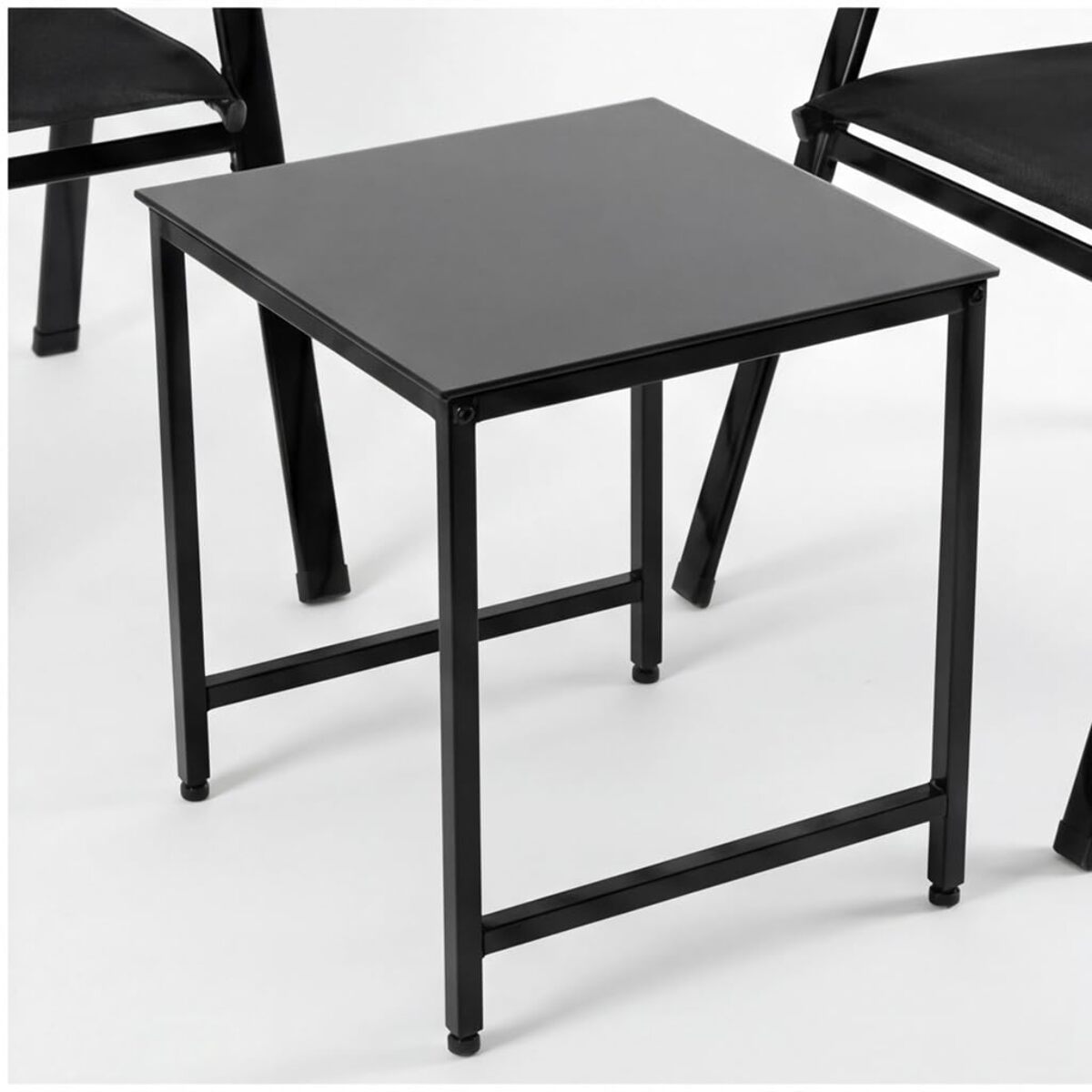 Salotto da giardino in ferro zincato con 2 sedie e tavolino con vetro temperato, set outdoor resistente verniciato a polvere, ideale per balcone terrazzo e giardino, design compatto e moderno, facile da pulire e durevole per esterno