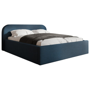 Orane - lit coffre - 160x200 cm - en tissu bouclette - Bleu