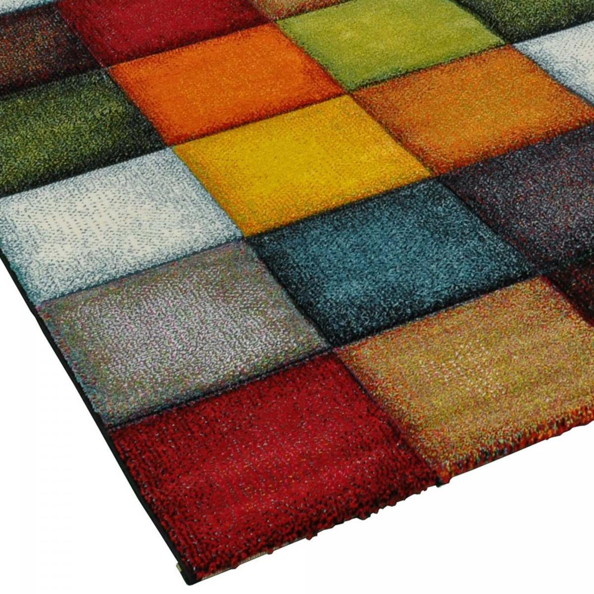 Tapis salon et chambre tissé motif damier BEFI