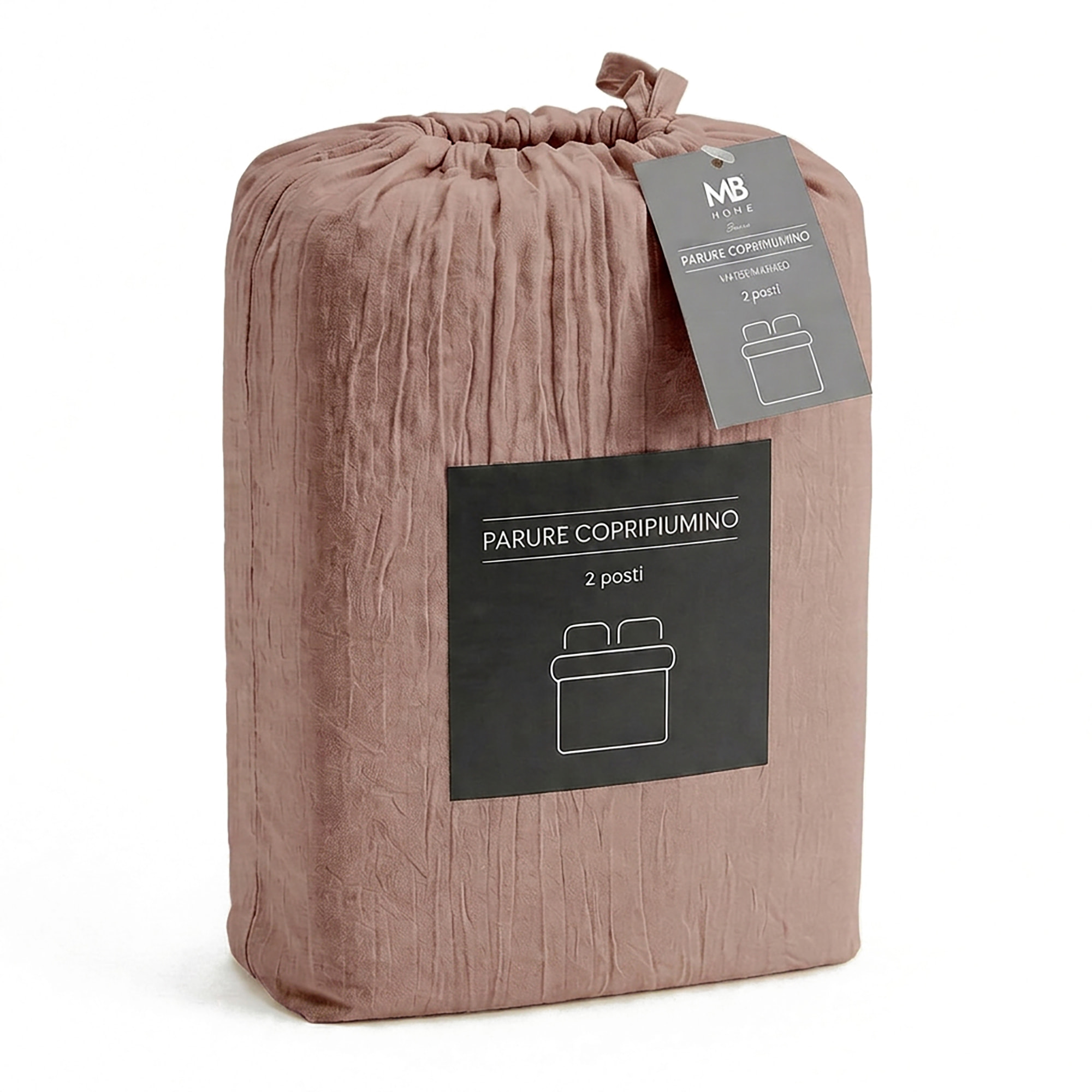 PARURE COPRIPIUMINO WATER WASHED, 100% Microfibra, No Stiro - ROSA ANTICO