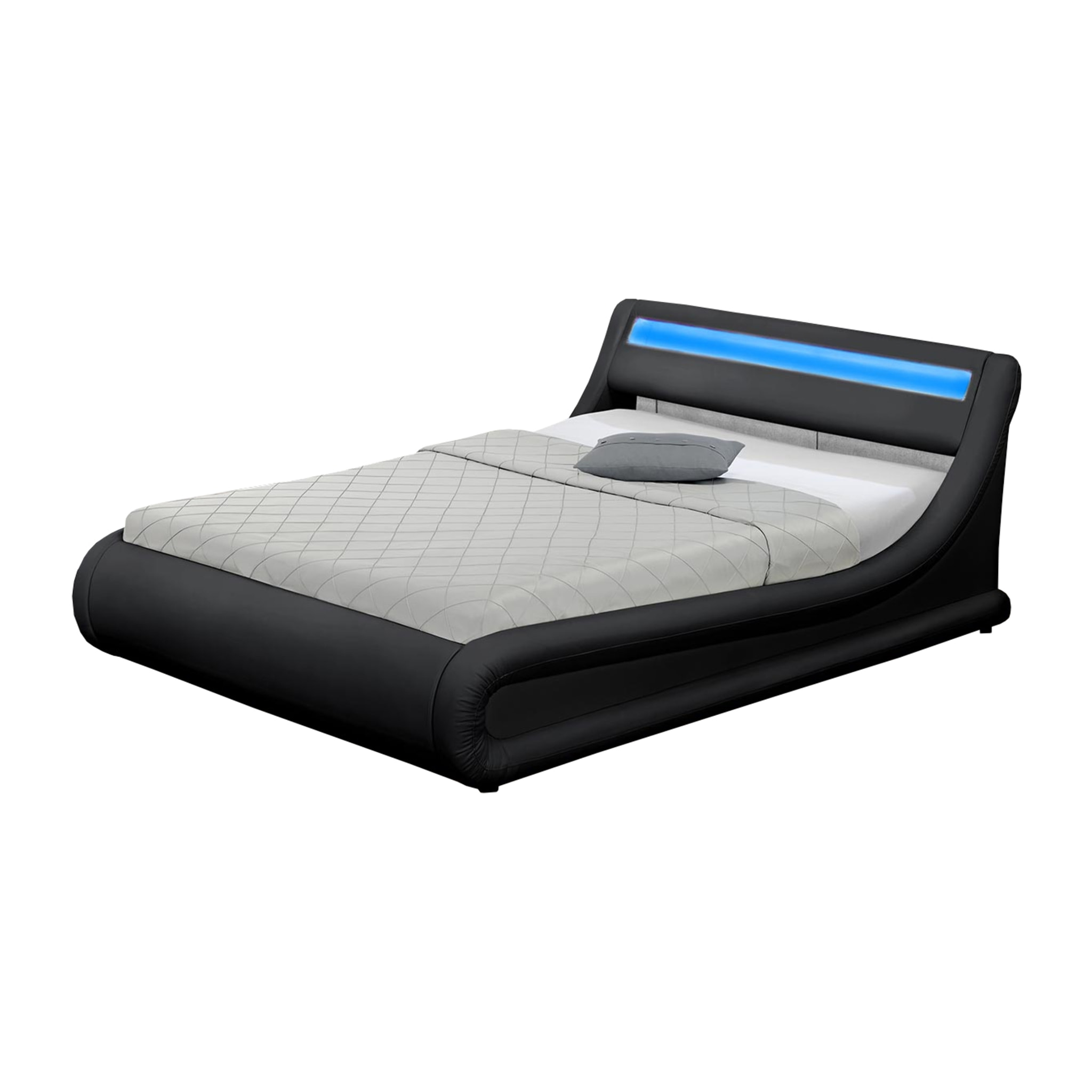 CHANA Lit coffre avec LED 140 x 190 cm noir