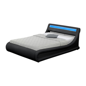 CHANA Lit coffre avec LED 140 x 190 cm noir