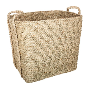 Set de 3 paniers à anses rectangulaires roseau tressé H25/31/41cm