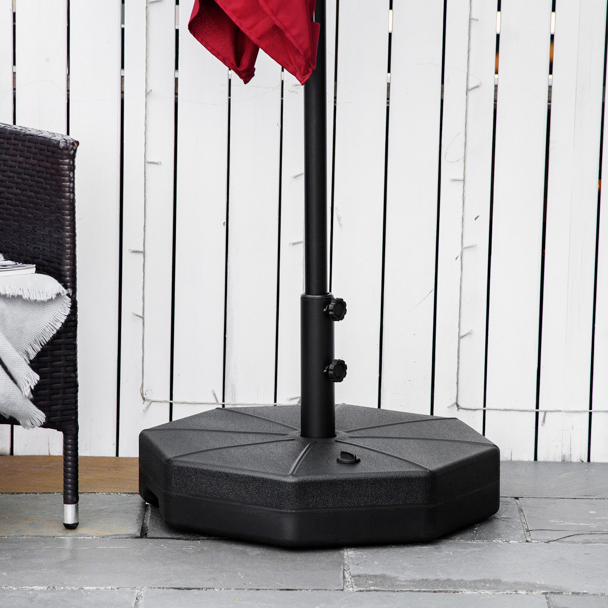 Base de Sombrilla Rellenable de Agua 28 kg Arena 40 kg Jardín Terraza Ø60x36 cm