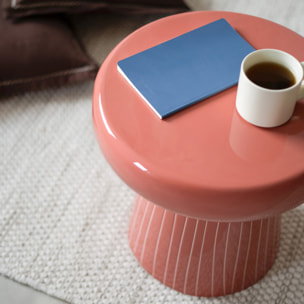 Table d'appoint ronde en métal rose D41 cm - Rosalie