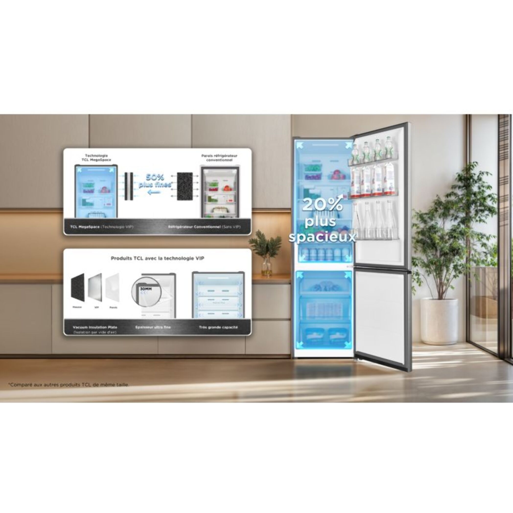 Réfrigérateur combiné TCL RP409BID0