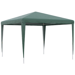 Carpa Desmontable 3x3 m Cenador Pabellón de Jardín con 4 Orificios de Drenaje y Marco de Acero Gazebo para Terraza Patio Exterior Camping Verde