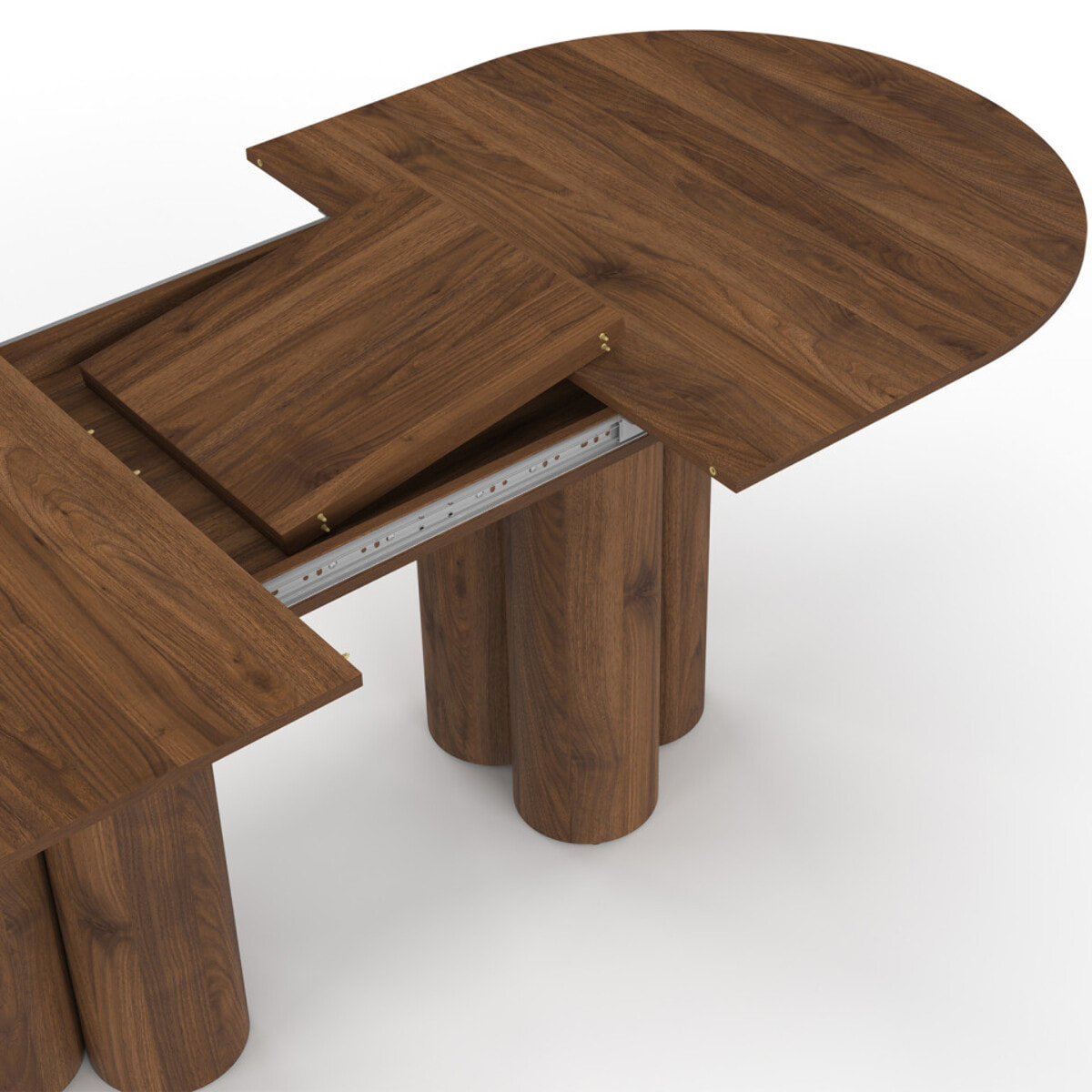 Table à manger ronde extensible Olympia effet noyer Ø160-200cm