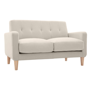 Canapé scandinave 2 places en tissu beige et bois clair LUNA