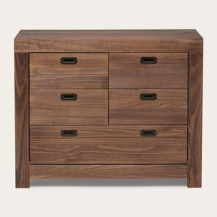 Commode Nador -bois massif d'araucaria-couleur kokoa 105 x 85 x 45 cm