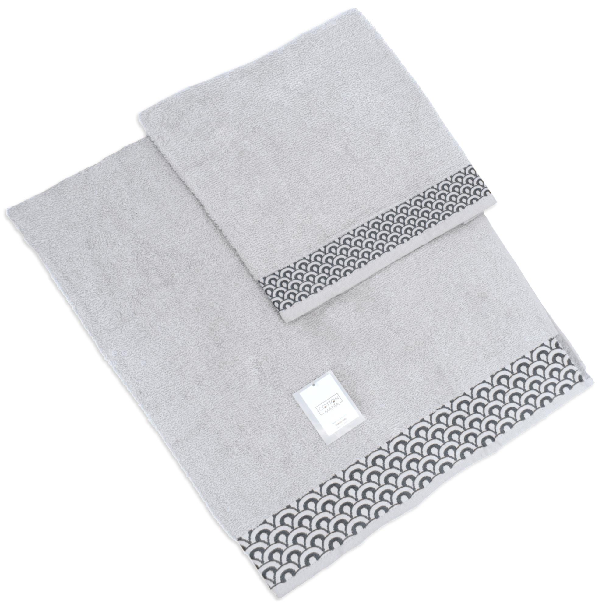 SET ASCIUGAMANI COTTON MANIA - POINT - GRIGIO CHIARO