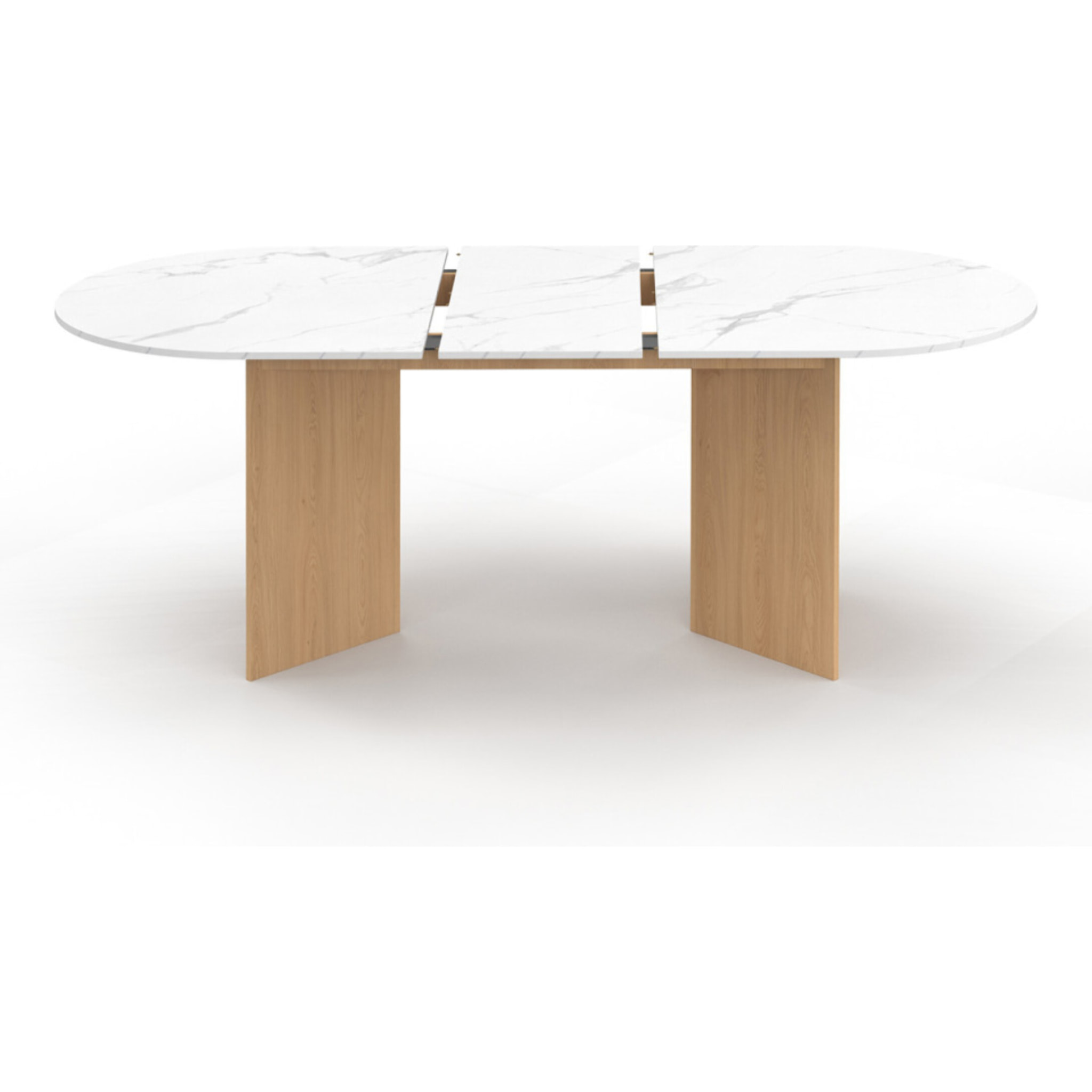 Table à manger extensible Gabin effet marbre blanc et pieds design 160-200cm