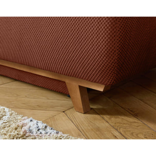 Cristal - fauteuil - convertible avec coffre et grand pouf - en velours texturé - Terracotta