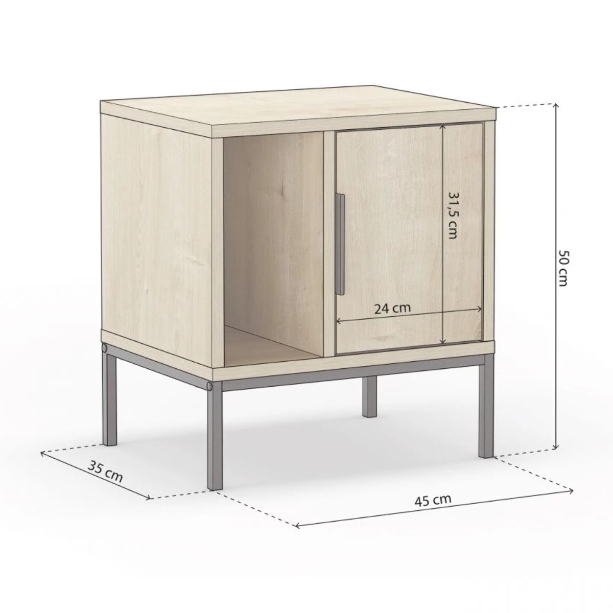 Mesita de noche Brik Roble Negro