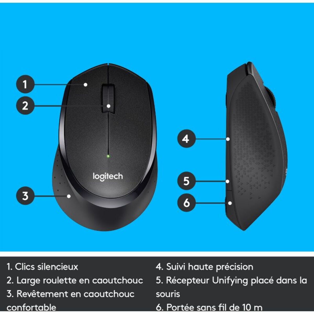 Souris sans fil LOGITECH M330 SILENT PLUS Noir