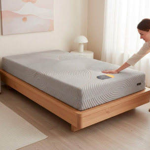 Materasso Singolo Memory Foam Double Face H3/H4 Ergonomico Medio Rigido Sfoderabile Traspirante Con Supporto Ortopedico 80 x 190 x 23 Cm Grigio