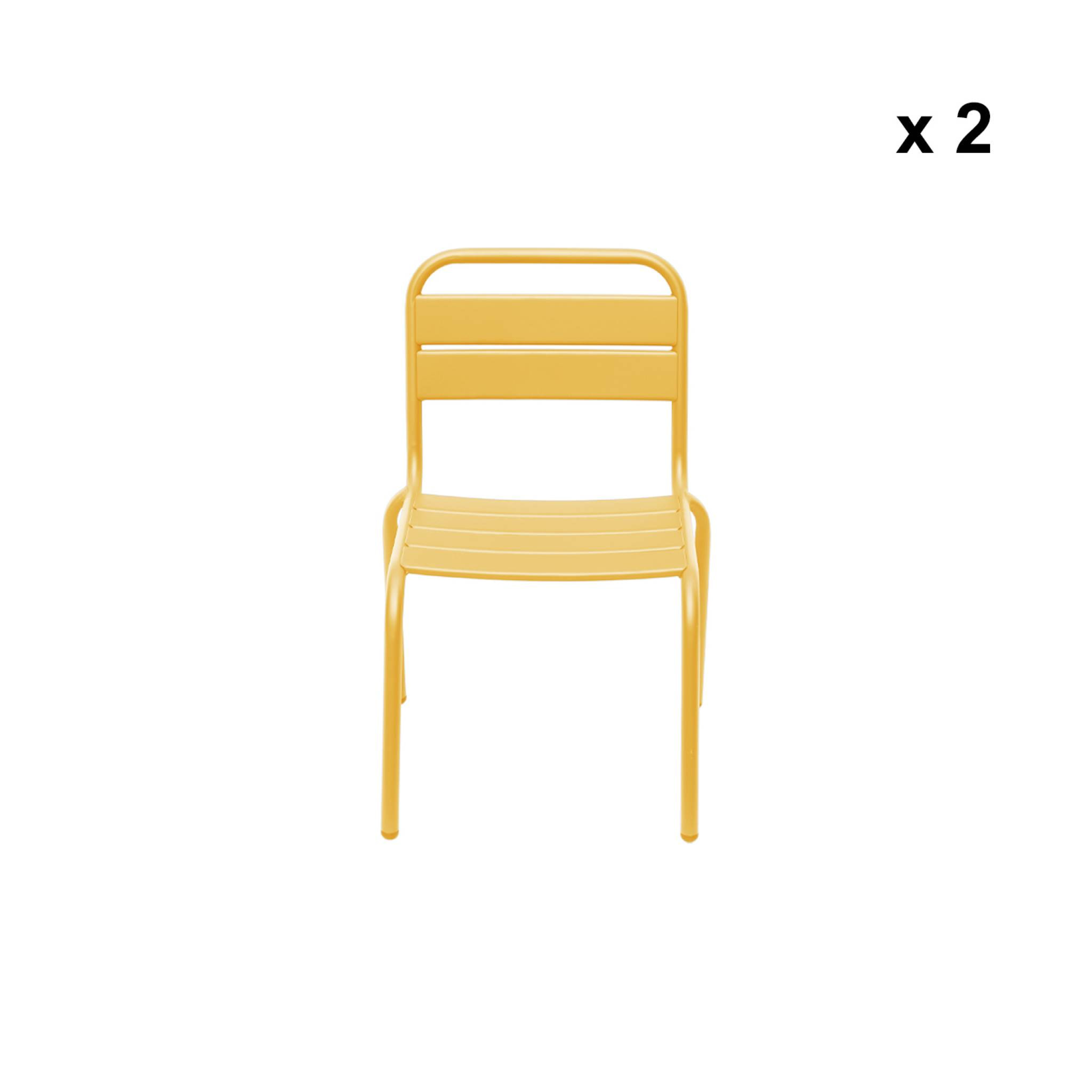 Lot de 2 chaises en métal jaune pour enfant. salon de jardin enfant