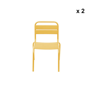 Lot de 2 chaises en métal jaune pour enfant. salon de jardin enfant