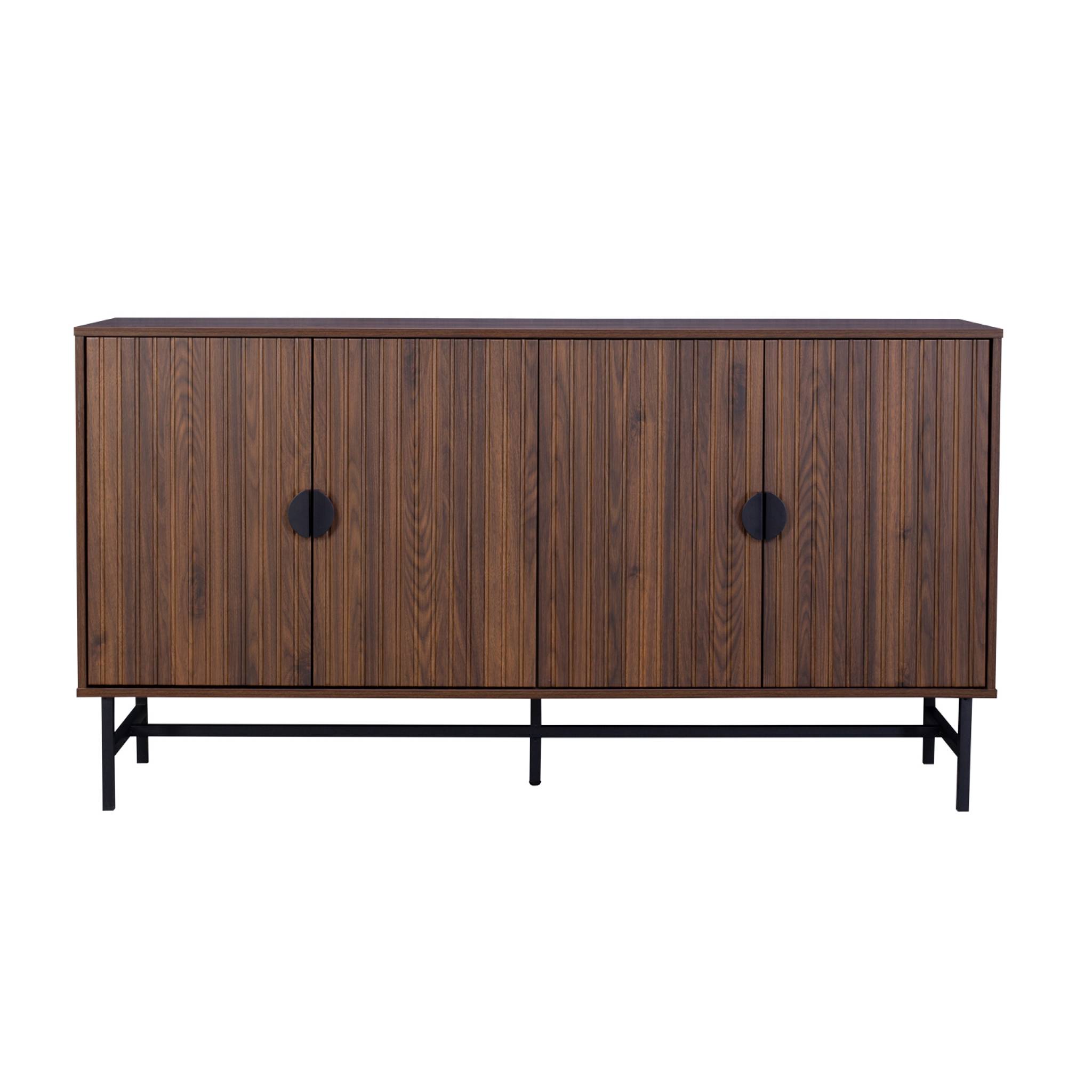 Buffet décor bois rainuré 4 portes 157,5cm BAZALT