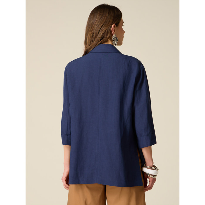 Oltre - Chaqueta desestructurada oversize cruzada - Azul